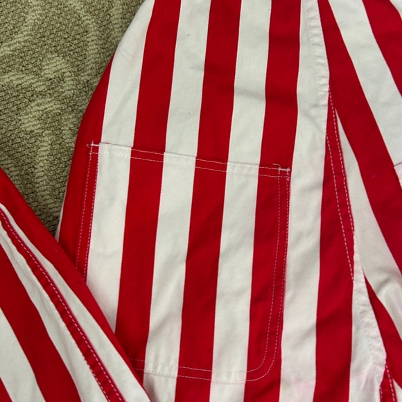 Game Bibs Adult Unisex Red and White Striped Game Day Overalls size XS - Picture 9 of 9